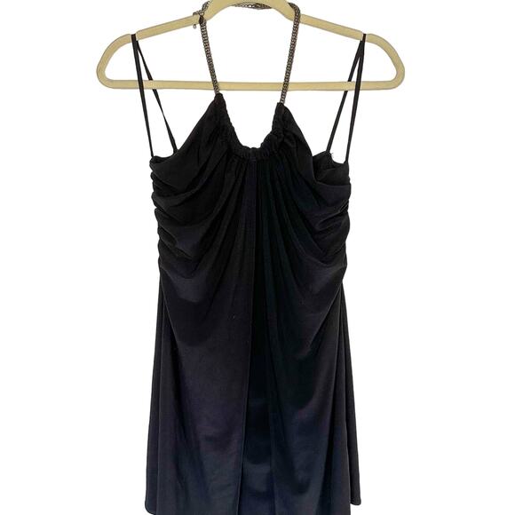 Y2K Dress Mini Halter Dress with Chain Neck Black - Picture 1 of 6